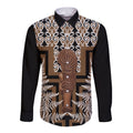 Wahaika New Zealand Long Sleeve Button Shirt Maori Weapon Kowhaiwhai Fern Poutama Motifs