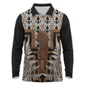 Wahaika New Zealand Long Sleeve Polo Shirt Maori Weapon Kowhaiwhai Fern Poutama Motifs
