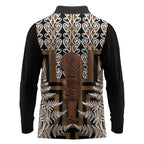 Wahaika New Zealand Long Sleeve Polo Shirt Maori Weapon Kowhaiwhai Fern Poutama Motifs