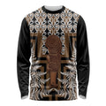 Wahaika New Zealand Long Sleeve Shirt Maori Weapon Kowhaiwhai Fern Poutama Motifs