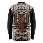 Wahaika New Zealand Long Sleeve Shirt Maori Weapon Kowhaiwhai Fern Poutama Motifs