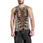 Wahaika New Zealand Men Tank Top Maori Weapon Kowhaiwhai Fern Poutama Motifs