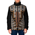 Wahaika New Zealand Padded Jacket Maori Weapon Kowhaiwhai Fern Poutama Motifs