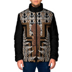 Wahaika New Zealand Padded Jacket Maori Weapon Kowhaiwhai Fern Poutama Motifs