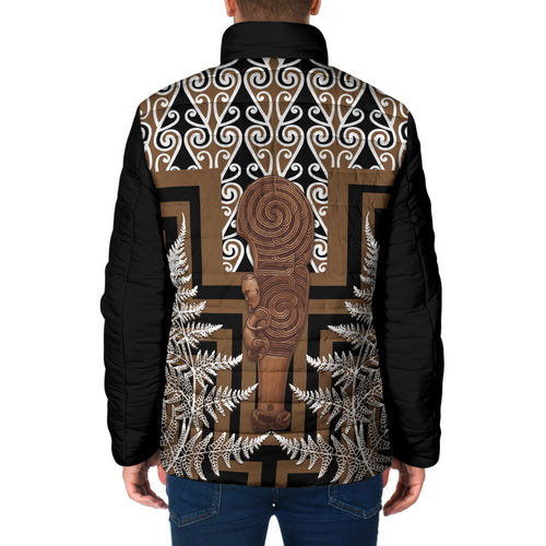 Wahaika New Zealand Padded Jacket Maori Weapon Kowhaiwhai Fern Poutama Motifs
