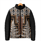 Wahaika New Zealand Padded Jacket Maori Weapon Kowhaiwhai Fern Poutama Motifs