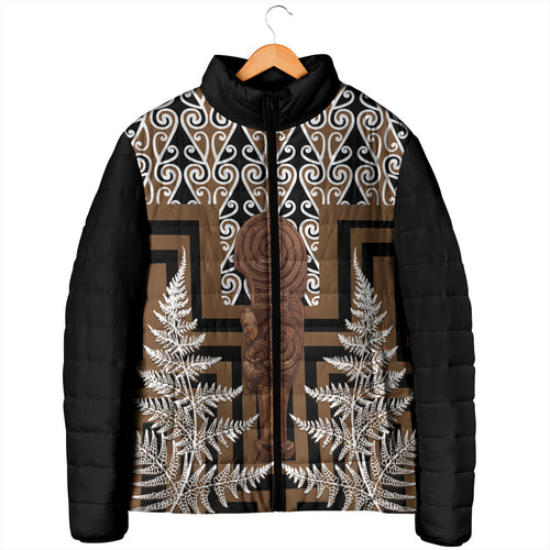 Wahaika New Zealand Padded Jacket Maori Weapon Kowhaiwhai Fern Poutama Motifs
