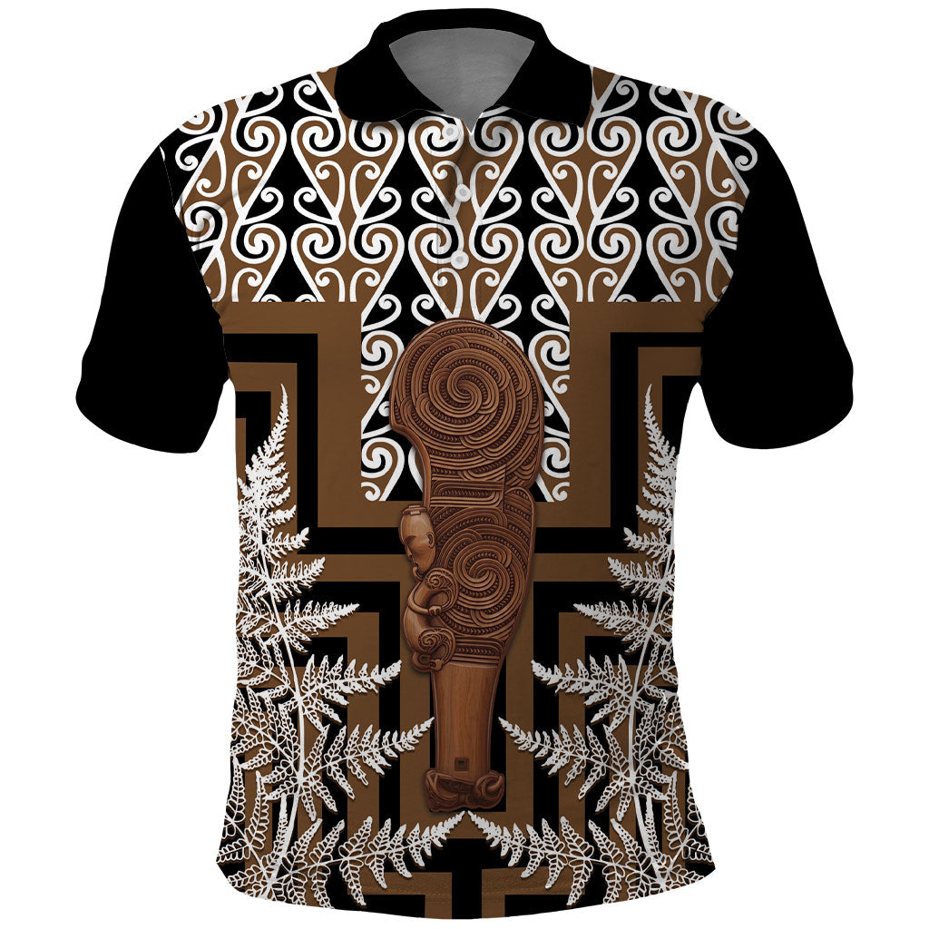Wahaika New Zealand Polo Shirt Maori Weapon Kowhaiwhai Fern Poutama Motifs