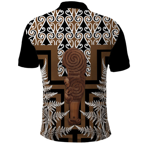 Wahaika New Zealand Polo Shirt Maori Weapon Kowhaiwhai Fern Poutama Motifs