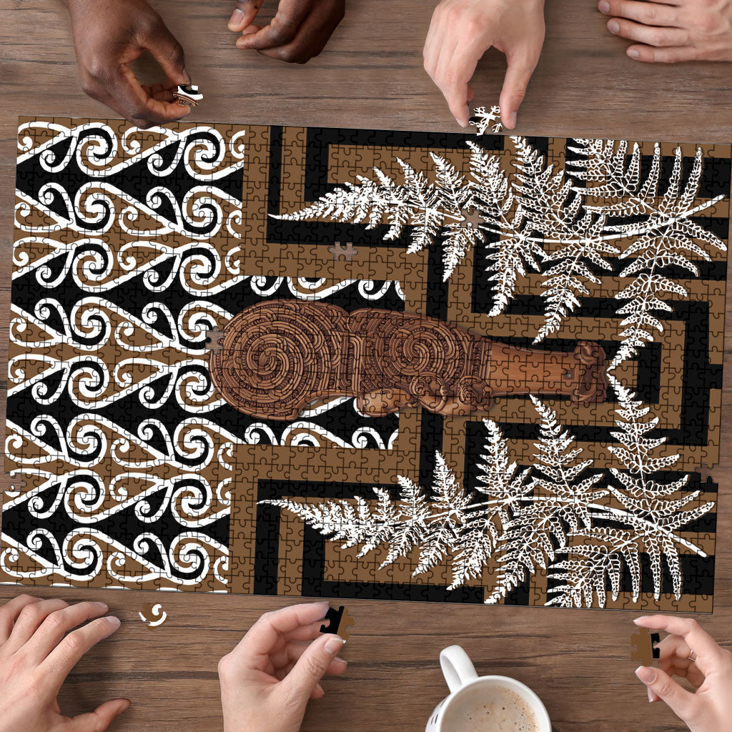 Wahaika New Zealand Puzzle Maori Weapon Kowhaiwhai Fern Poutama Motifs