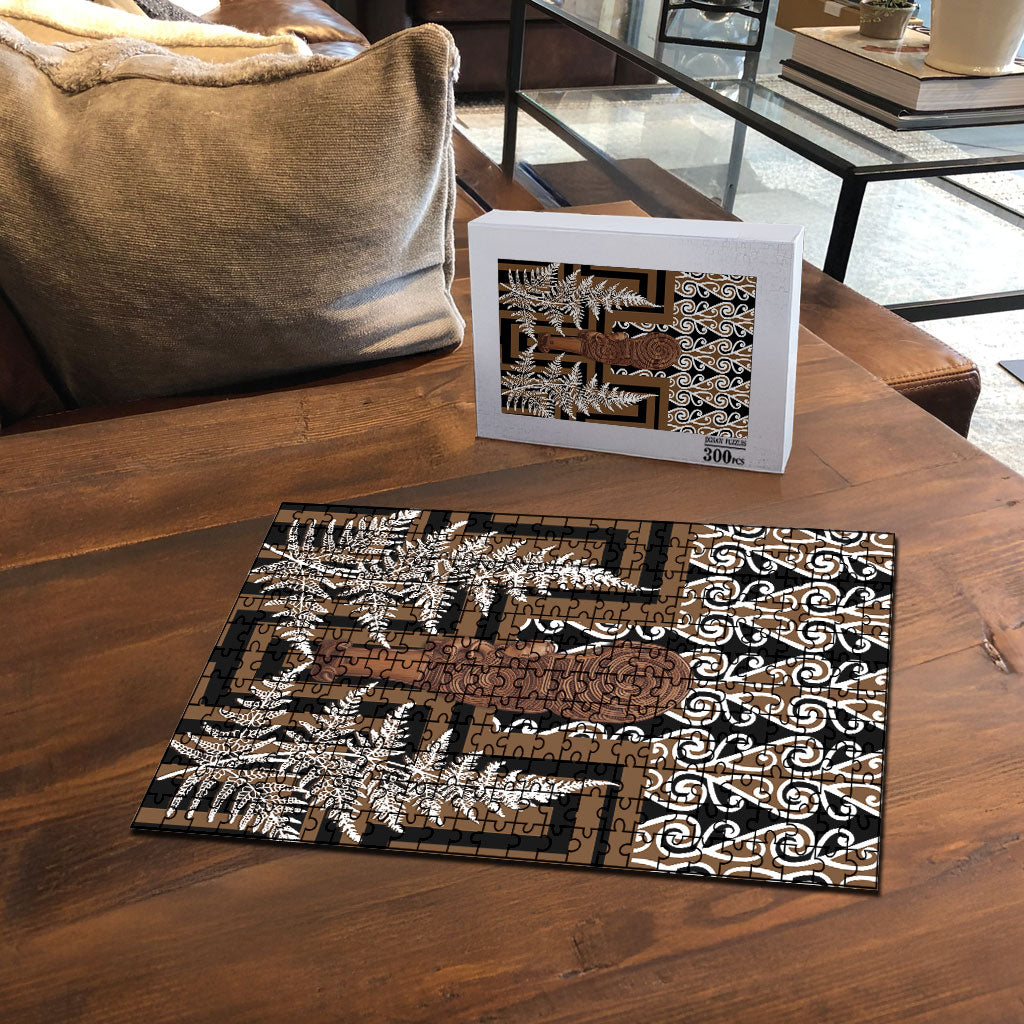 Wahaika New Zealand Puzzle Maori Weapon Kowhaiwhai Fern Poutama Motifs