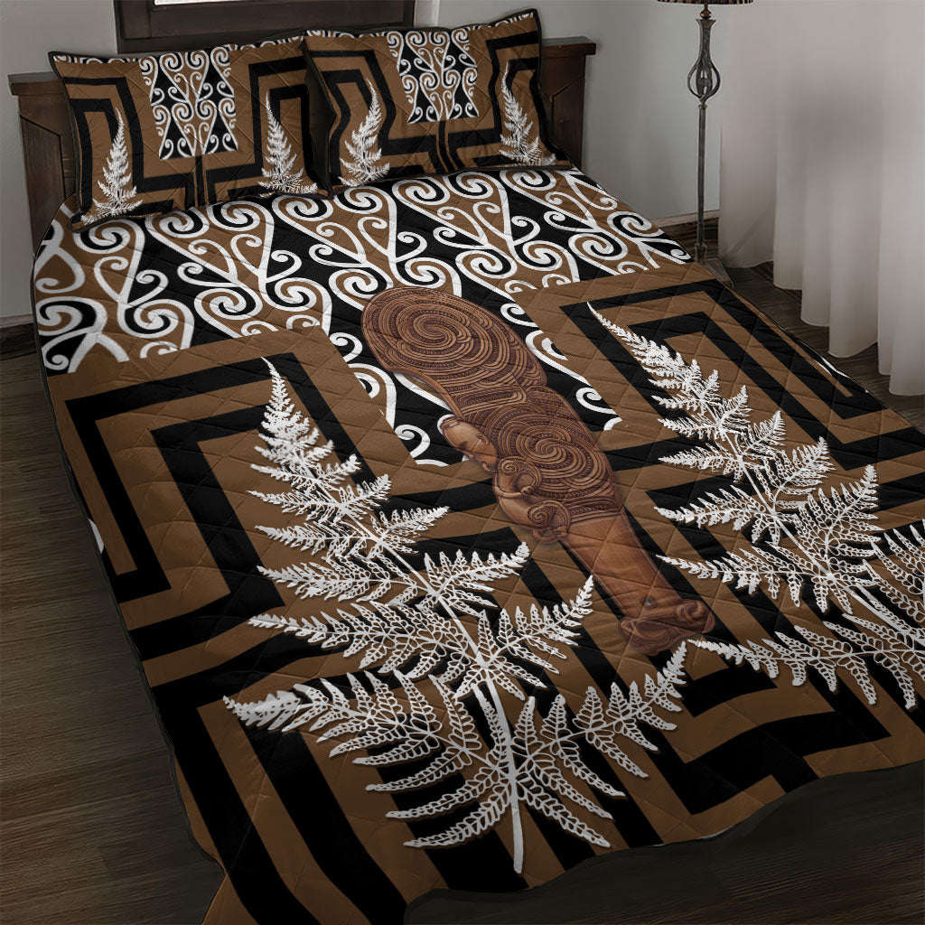 Wahaika New Zealand Quilt Bed Set Maori Weapon Kowhaiwhai Fern Poutama Motifs