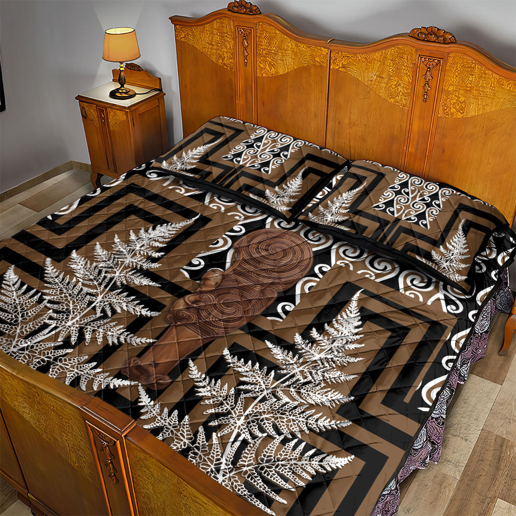 Wahaika New Zealand Quilt Bed Set Maori Weapon Kowhaiwhai Fern Poutama Motifs