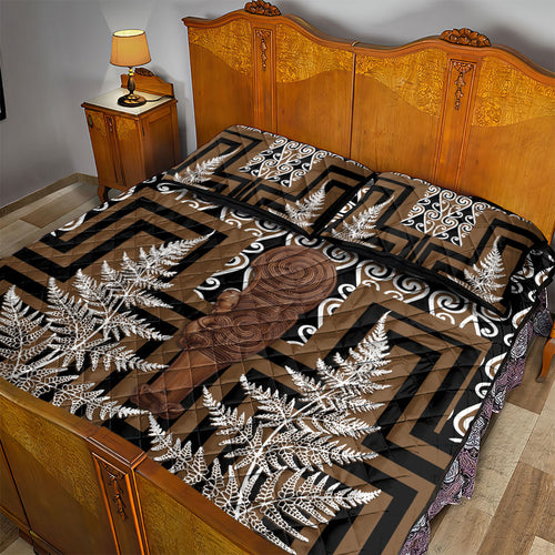 Wahaika New Zealand Quilt Bed Set Maori Weapon Kowhaiwhai Fern Poutama Motifs