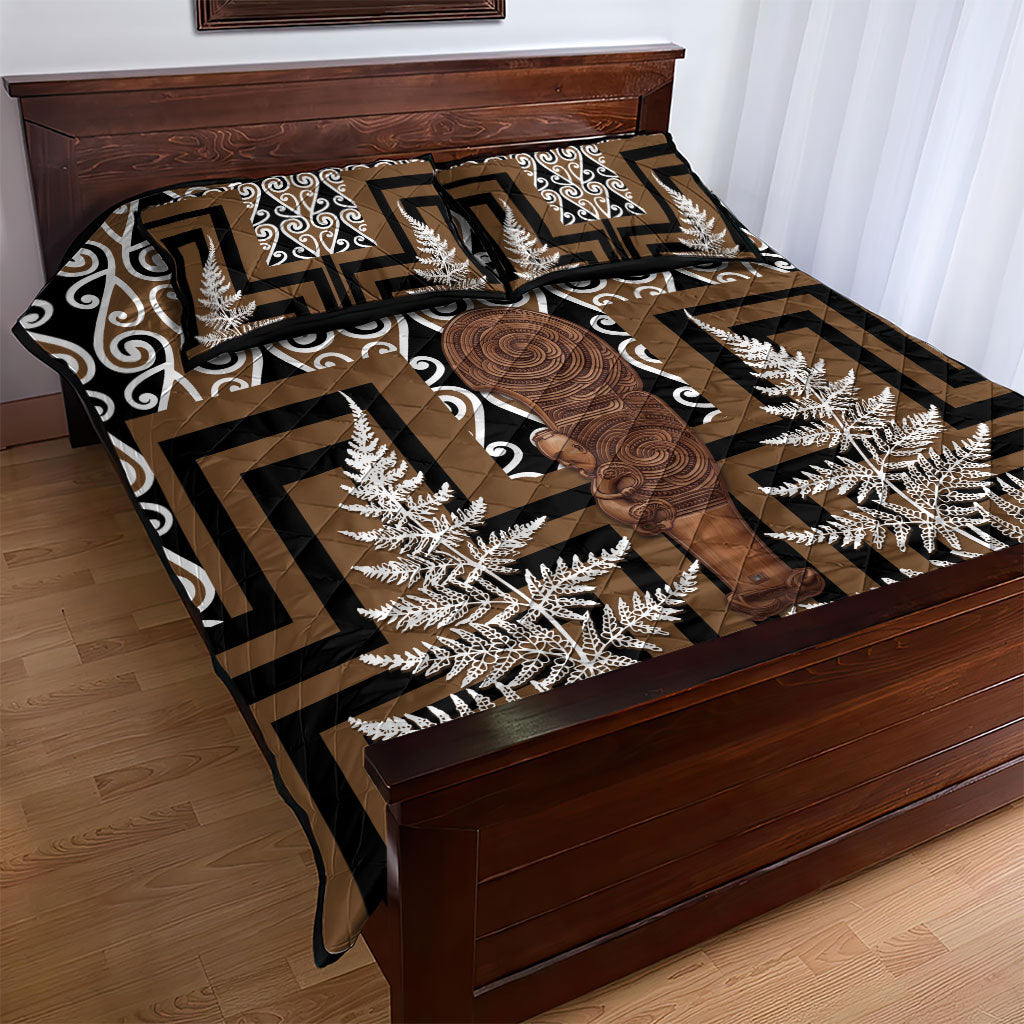 Wahaika New Zealand Quilt Bed Set Maori Weapon Kowhaiwhai Fern Poutama Motifs