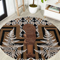 Wahaika New Zealand Round Carpet Maori Weapon Kowhaiwhai Fern Poutama Motifs