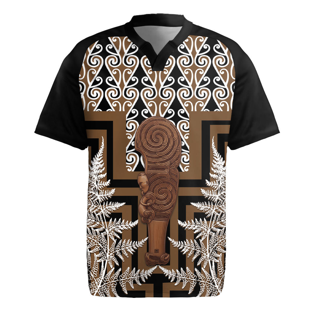 Wahaika New Zealand Rugby Jersey Maori Weapon Kowhaiwhai Fern Poutama Motifs