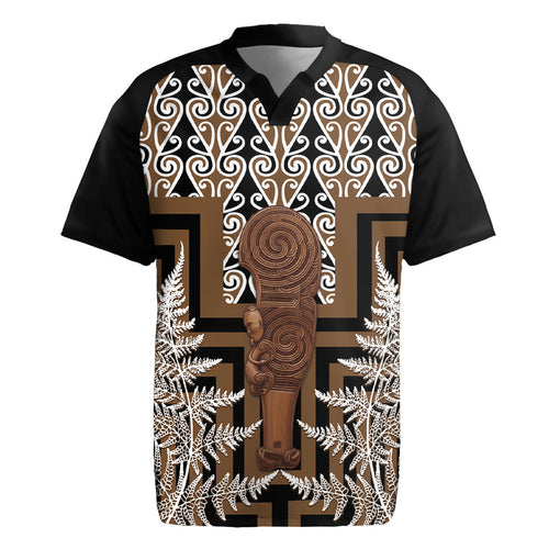 Wahaika New Zealand Rugby Jersey Maori Weapon Kowhaiwhai Fern Poutama Motifs