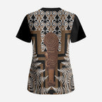 Wahaika New Zealand Scrub Top Maori Weapon Kowhaiwhai Fern Poutama Motifs