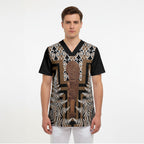 Wahaika New Zealand Scrub Top Maori Weapon Kowhaiwhai Fern Poutama Motifs