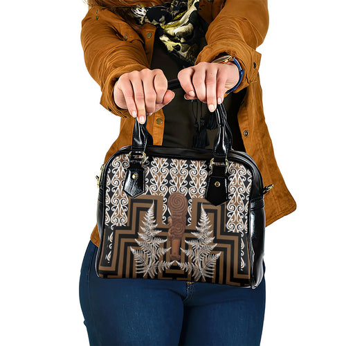 Wahaika New Zealand Shoulder Handbag Maori Weapon Kowhaiwhai Fern Poutama Motifs