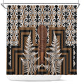 Wahaika New Zealand Shower Curtain Maori Weapon Kowhaiwhai Fern Poutama Motifs