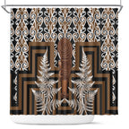 Wahaika New Zealand Shower Curtain Maori Weapon Kowhaiwhai Fern Poutama Motifs