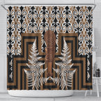 Wahaika New Zealand Shower Curtain Maori Weapon Kowhaiwhai Fern Poutama Motifs