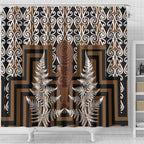 Wahaika New Zealand Shower Curtain Maori Weapon Kowhaiwhai Fern Poutama Motifs