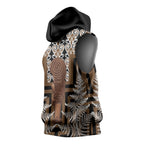 Wahaika New Zealand Sleeveless Hoodie Maori Weapon Kowhaiwhai Fern Poutama Motifs