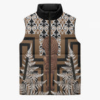 Wahaika New Zealand Sleeveless Puffer Jacket Maori Weapon Kowhaiwhai Fern Poutama Motifs