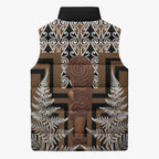 Wahaika New Zealand Sleeveless Puffer Jacket Maori Weapon Kowhaiwhai Fern Poutama Motifs