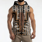 Wahaika New Zealand Sleeveless Zip Hoodie Maori Weapon Kowhaiwhai Fern Poutama Motifs