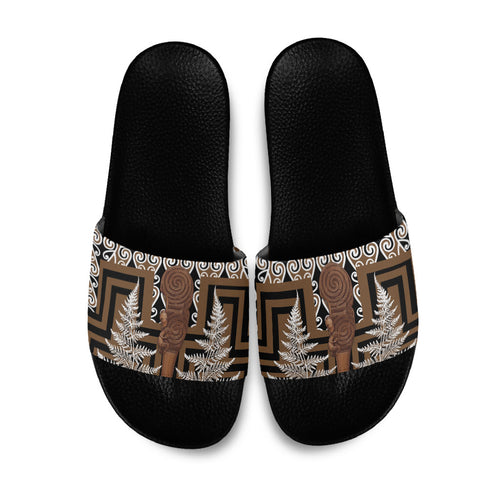 Wahaika New Zealand Slide Sandals Maori Weapon Kowhaiwhai Fern Poutama Motifs