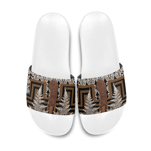 Wahaika New Zealand Slide Sandals Maori Weapon Kowhaiwhai Fern Poutama Motifs