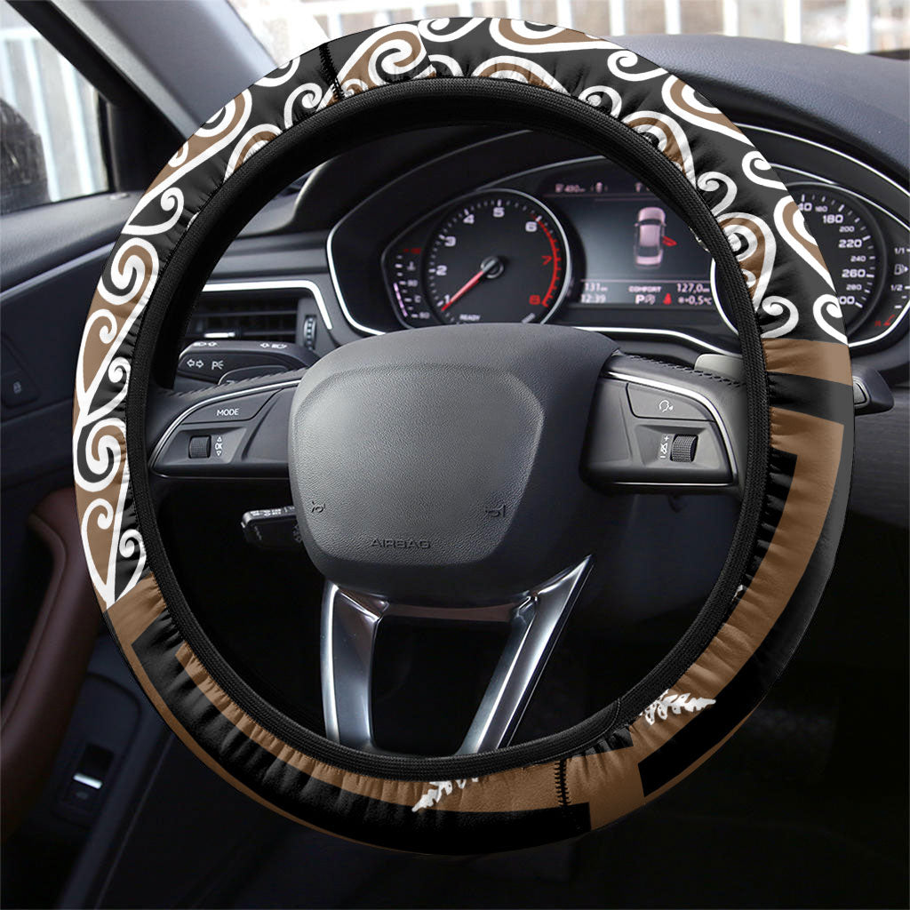 Wahaika New Zealand Steering Wheel Cover Maori Weapon Kowhaiwhai Fern Poutama Motifs