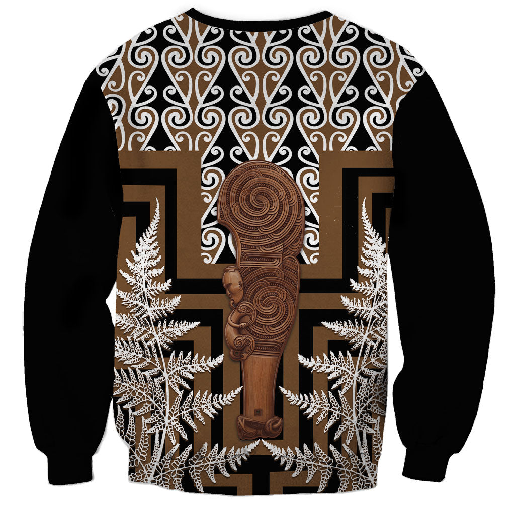 Wahaika New Zealand Sweatshirt Maori Weapon Kowhaiwhai Fern Poutama Motifs