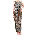 Wahaika New Zealand Tank Maxi Dress Maori Weapon Kowhaiwhai Fern Poutama Motifs