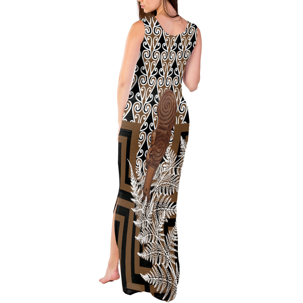 Wahaika New Zealand Tank Maxi Dress Maori Weapon Kowhaiwhai Fern Poutama Motifs