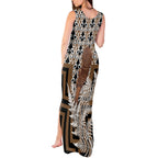 Wahaika New Zealand Tank Maxi Dress Maori Weapon Kowhaiwhai Fern Poutama Motifs