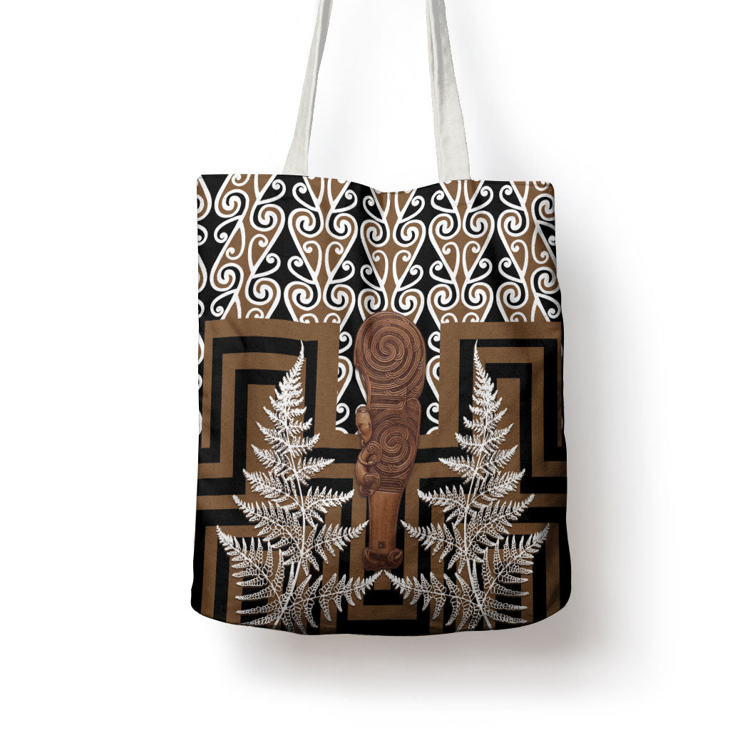 Wahaika New Zealand Tote Bag Maori Weapon Kowhaiwhai Fern Poutama Motifs