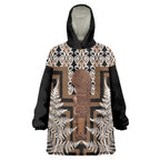 Wahaika New Zealand Wearable Blanket Hoodie Maori Weapon Kowhaiwhai Fern Poutama Motifs
