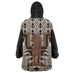Wahaika New Zealand Wearable Blanket Hoodie Maori Weapon Kowhaiwhai Fern Poutama Motifs