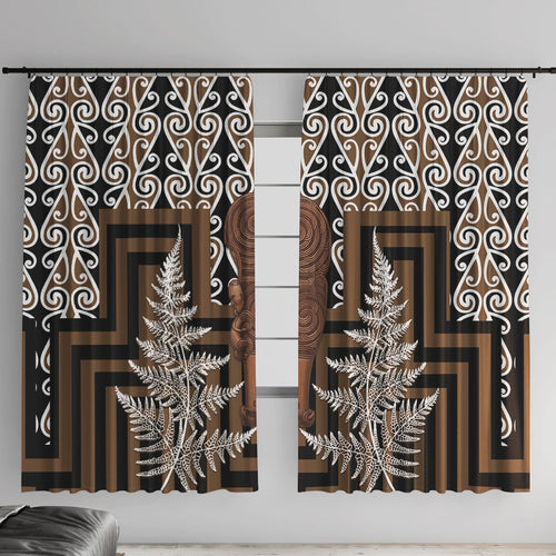 Wahaika New Zealand Window Curtain Maori Weapon Kowhaiwhai Fern Poutama Motifs