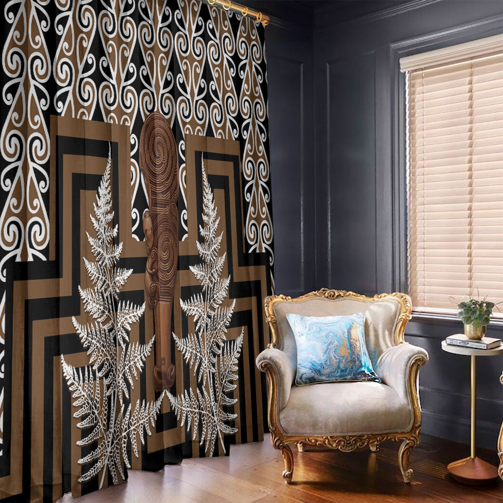 Wahaika New Zealand Window Curtain Maori Weapon Kowhaiwhai Fern Poutama Motifs