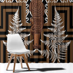 Wahaika New Zealand Window Curtain Maori Weapon Kowhaiwhai Fern Poutama Motifs
