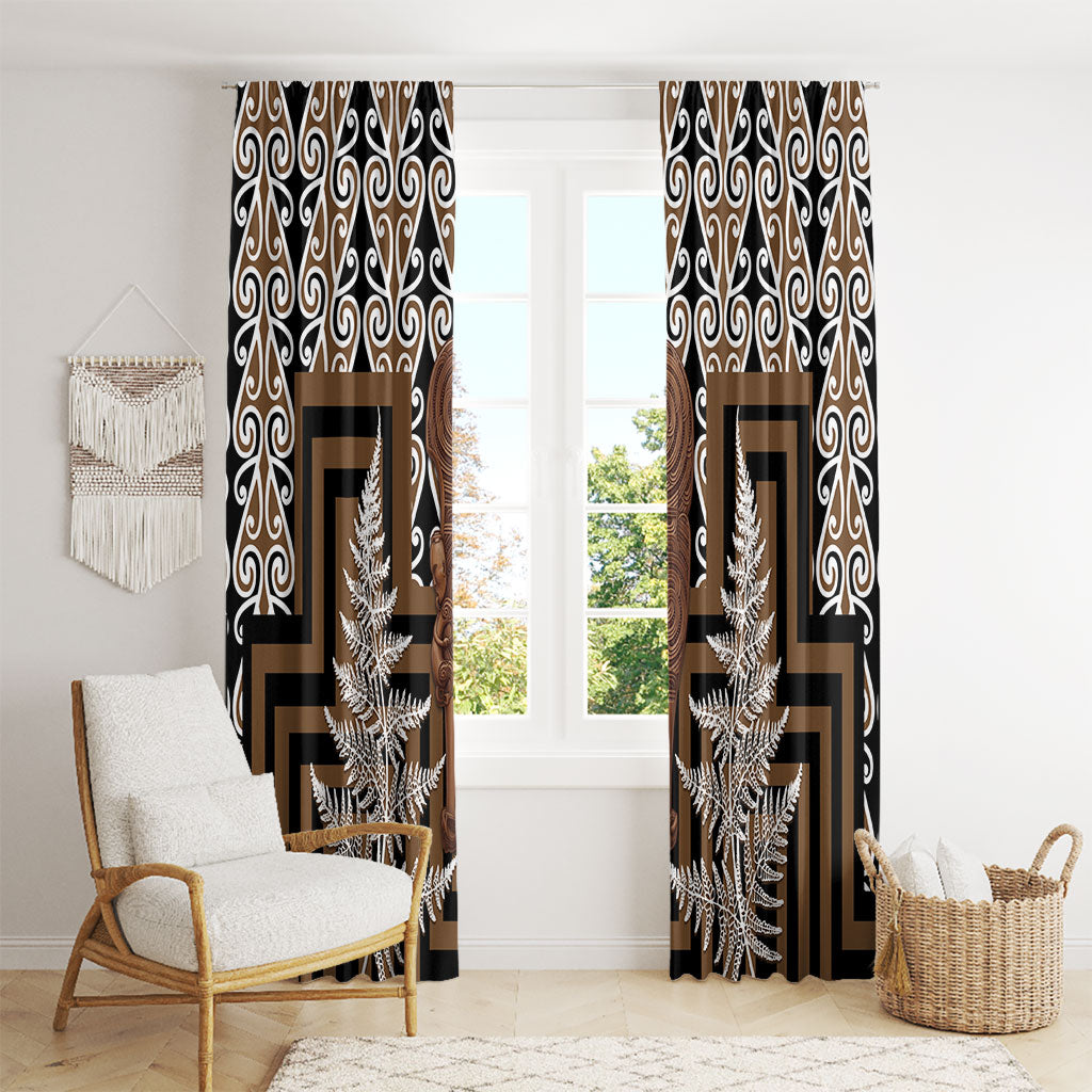 Wahaika New Zealand Window Curtain Maori Weapon Kowhaiwhai Fern Poutama Motifs