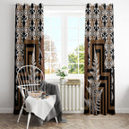 Wahaika New Zealand Window Curtain Maori Weapon Kowhaiwhai Fern Poutama Motifs