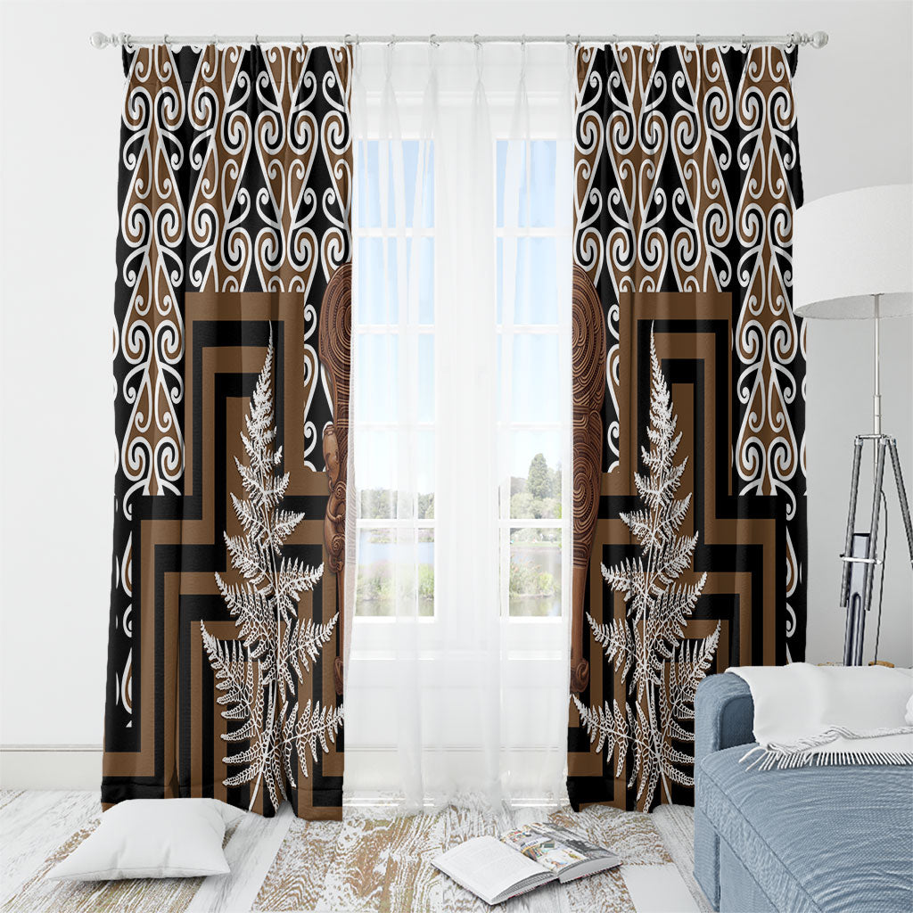 Wahaika New Zealand Window Curtain Maori Weapon Kowhaiwhai Fern Poutama Motifs