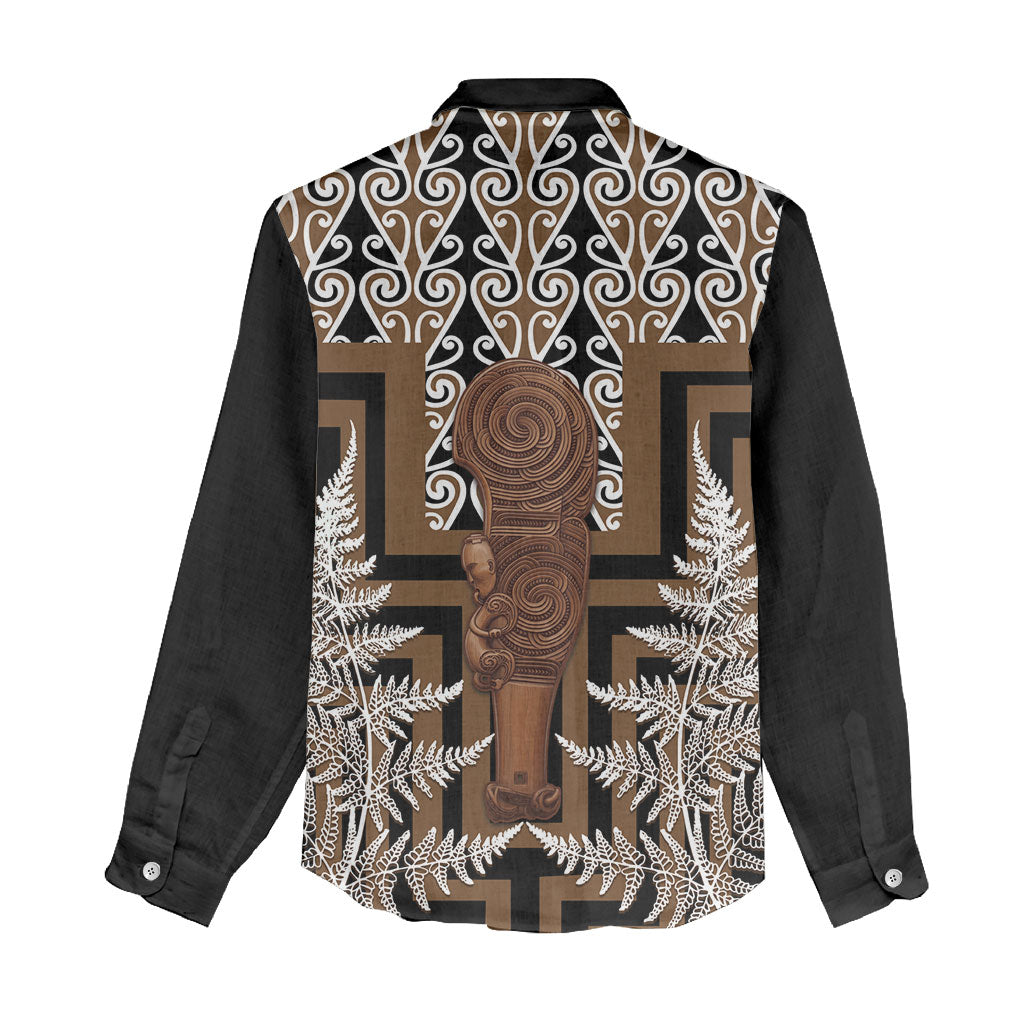 Wahaika New Zealand Women Casual Shirt Maori Weapon Kowhaiwhai Fern Poutama Motifs